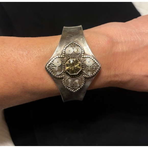 Lemon Quartz 4.65ct. {Michou} Sterling Silver Cuff Bracelet Boho Exclusive - Picture 5 of 7